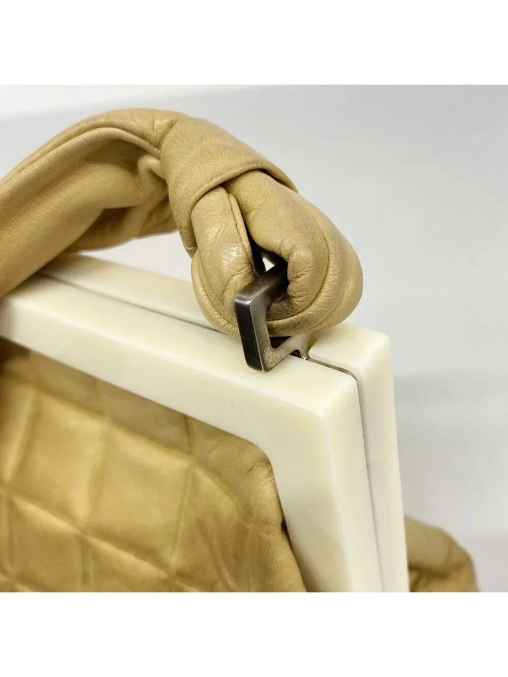 Chanel Shoulder Bag Choco Bar Lambskin Beige Silver